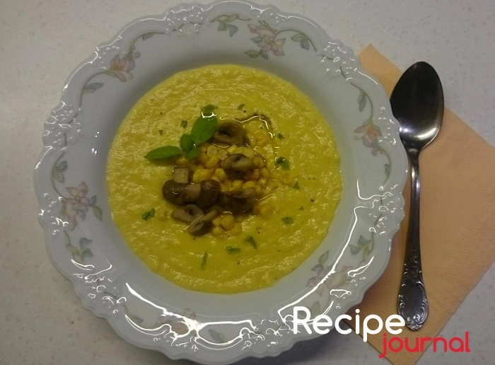 Низкокалорийный суп-пюре - рецепт из кукурузы и грибов