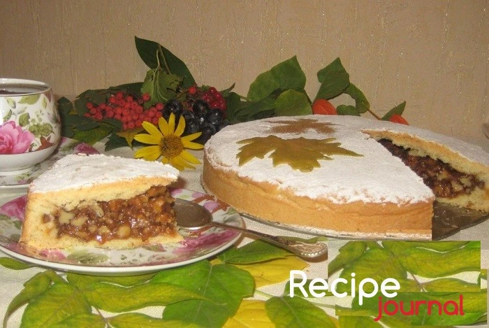 Песочный пирог с орехами в карамели - рецепт вкусной выпечки