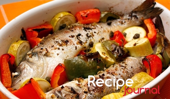 Сибас в духовке, рецепт рыбного блюда с овощами