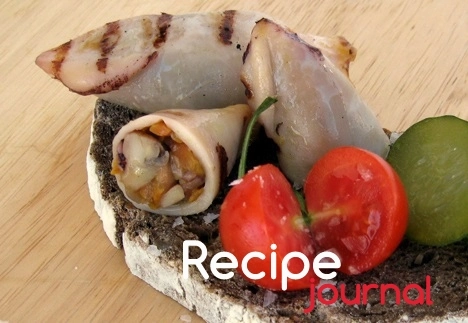Кальмары фаршированные грибами, легкий рецепт с морепродуктами