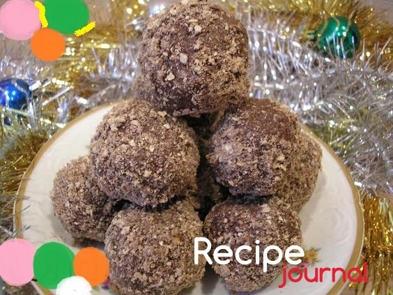 Рецепт десерта - Новогодние шарики из орехов и шоколада