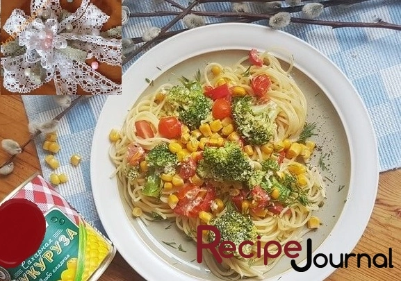 Спагетти с овощами в сливочном соусе - рецепт пасты