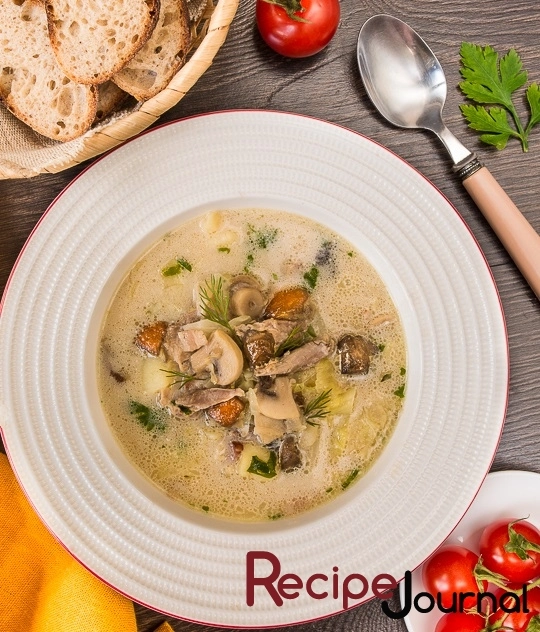 Рецепт супа из утки - с капустой и картофелем и грибами