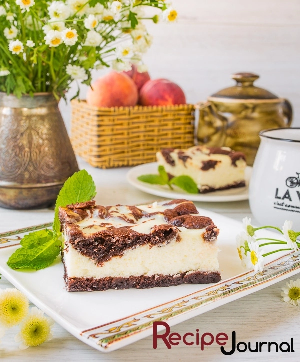 Шоколадно-творожный пирог - рецепт выпечки к чаю