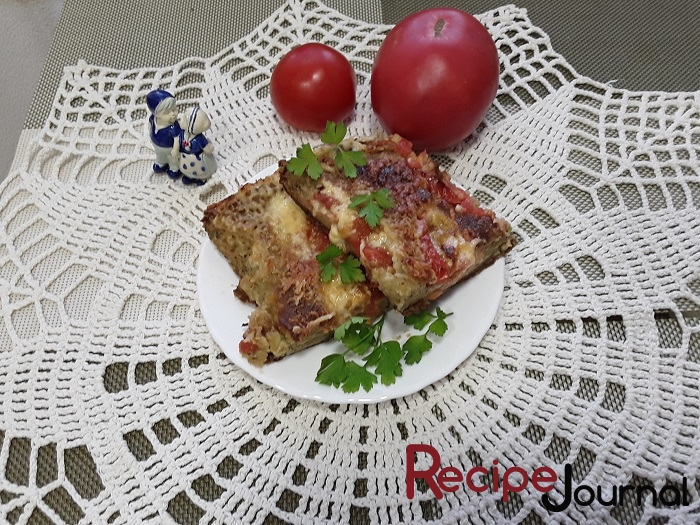 Кабачковый заливной пирог с помидорами и сыром -  несладкая выпечка