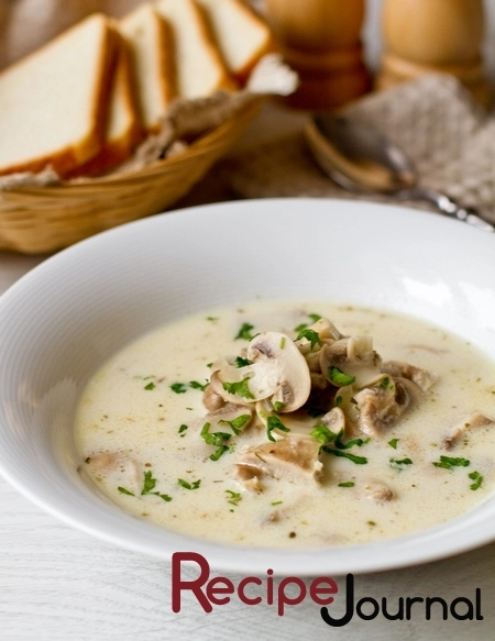 Рецепт сливочного низкокалорийного супа с курицей и грибами