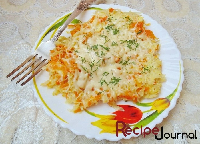 Капуста тушеная с яйцом и сыром - рецепт блюда из овощей
