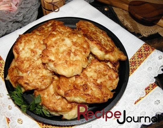 Оладьи картофельные с  курицей - рецепт блюда из овощей