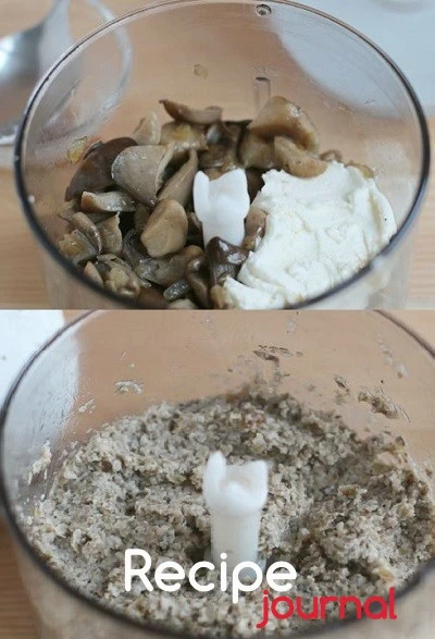 Грибы сложить в чашу блендера, добавить сыр и измельчить до состояния пасты. Паштет из грибов готов!