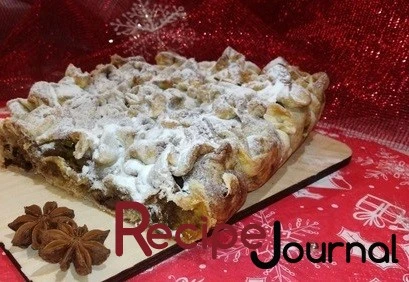 Сборный пирог из слоеных мешочков с маршмеллоу и шоколадной пастой -  рецепт новогодней выпечки