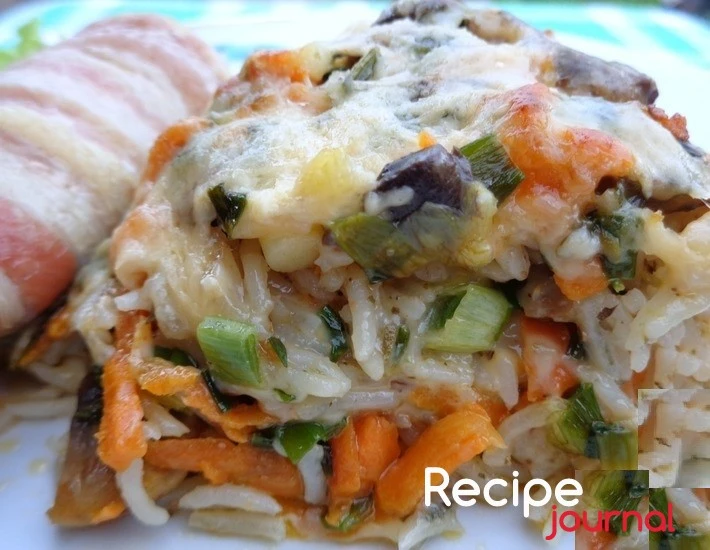 Слоеный рис с овощами и грибами - рецепт блюда из овощей