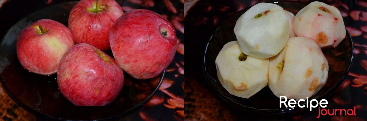Яблоки очистим от кожицы и сердцевины.