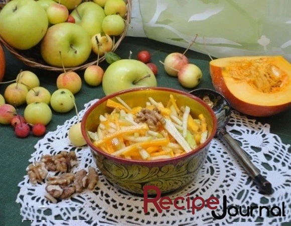 Рецепт Салата из сырой тыквы и яблока