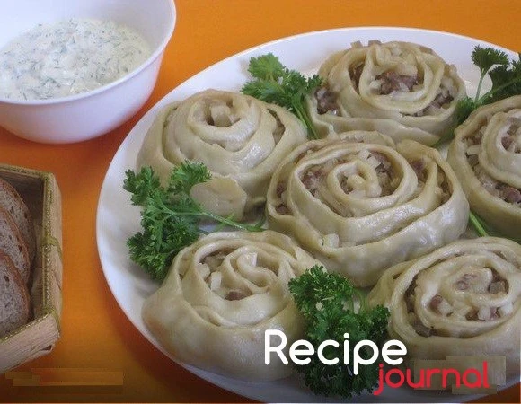 Ханум с фаршем и картофелем - рецепт узбекской кухни