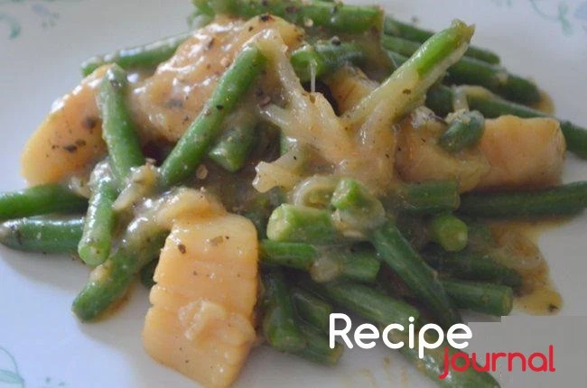 Морские гребешки с зеленой фасолью - рецепт из морепродуктов