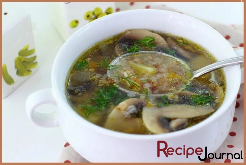 Гречневый суп с грибами - постный рецепт