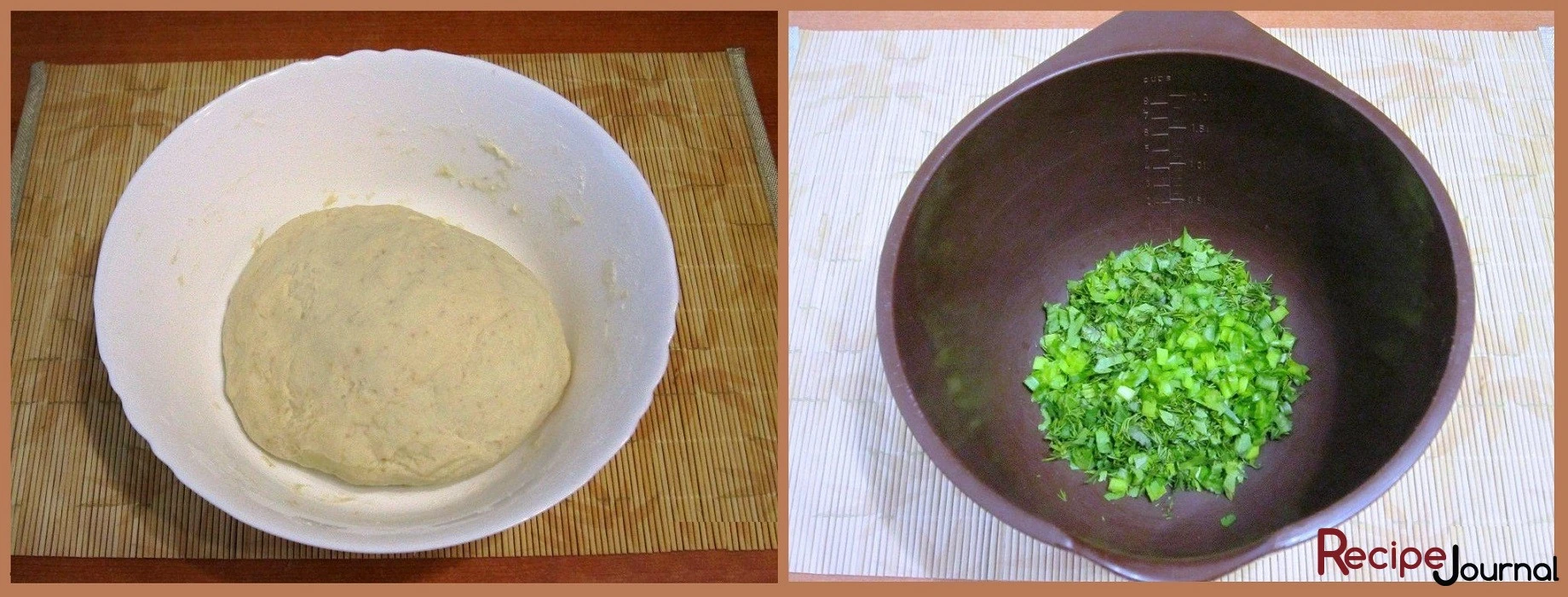 Замешиваем тесто и отставляем для подъема на полчаса. Пока готовим начинку - мелко режем промытую зелень.