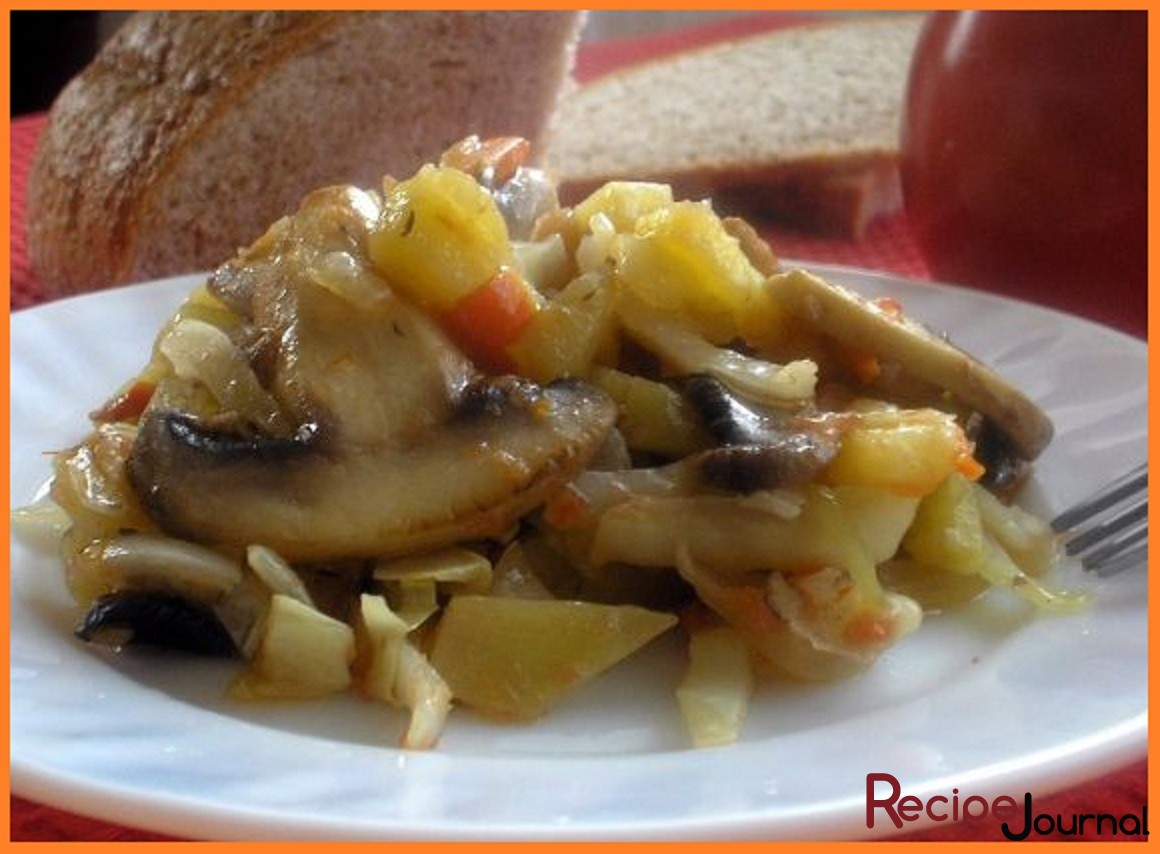 Рецепт постного соуса с картофелем, грибами и капустой