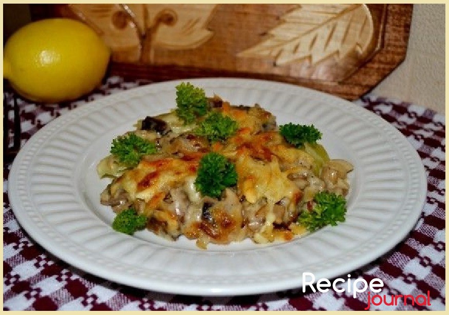 Капустная запеканка с грибами - простой рецепт овощного блюда