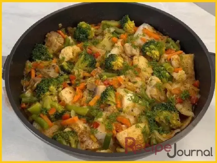 Рецепт рыбы с овощами на сковороде - низкокалорийное блюдо