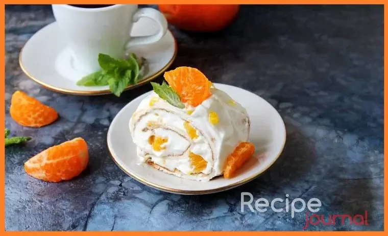 Меренговый рулет с мандаринами - рецепт Новогоднего десерта